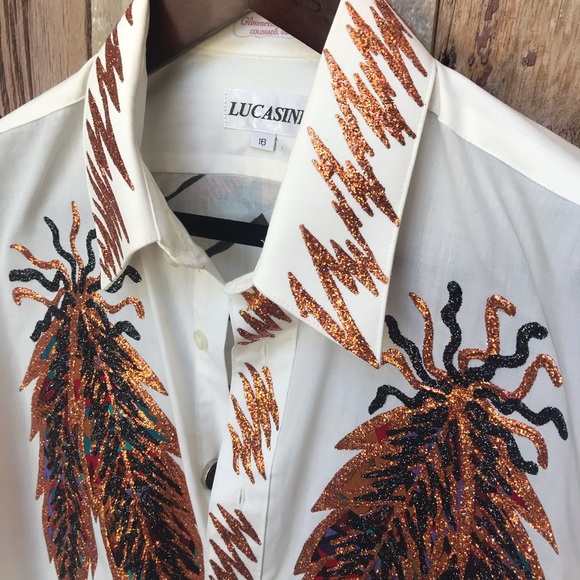 Lucasini Hand Painted Western Shirt 16 Neck - Picture 1 of 10